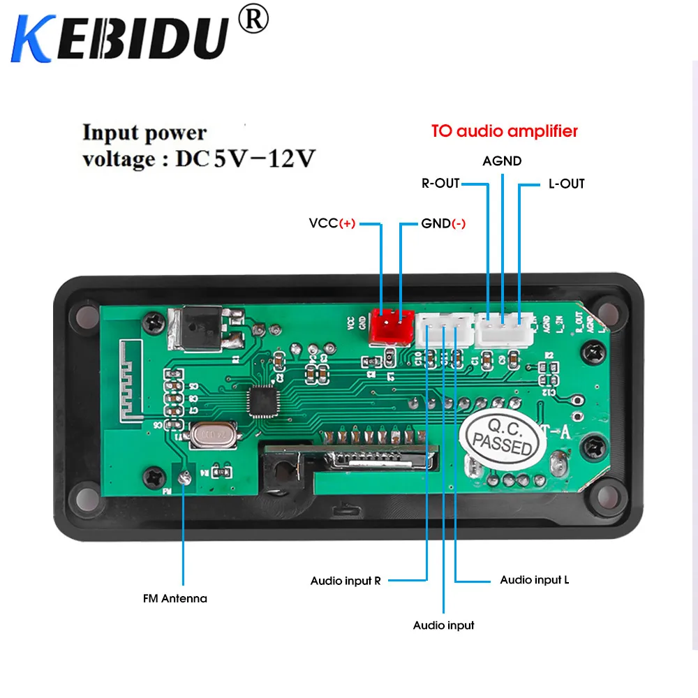Kebidu беспроводной 12 в автомобильный декодер плата автомобиля Bluetooth MP3 WMA USB/SD/FM/AUX пластина аудио модуль цветной экран автомобиля MP3 динамик