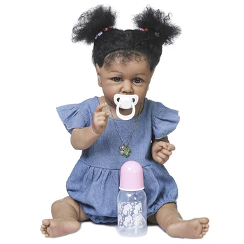 Muñecas Reborn de silicona de cuerpo entero para niña, muñeco para bebé realista con botella de leche para niño, regalos de cumpleaños, niña Reborn de 50cm