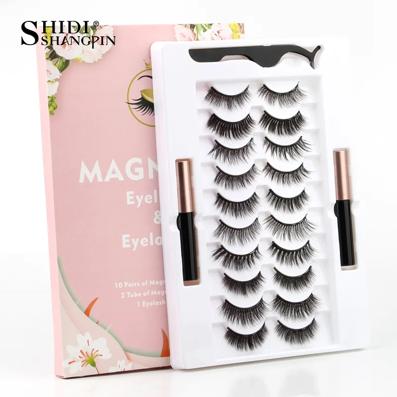 2/3/5/10 Pairs Magnetic Mink Eyelashes soft false eyelashes natural magnetic mink lashes liquid eyeliner tweezer sets makeup fake eyelashes