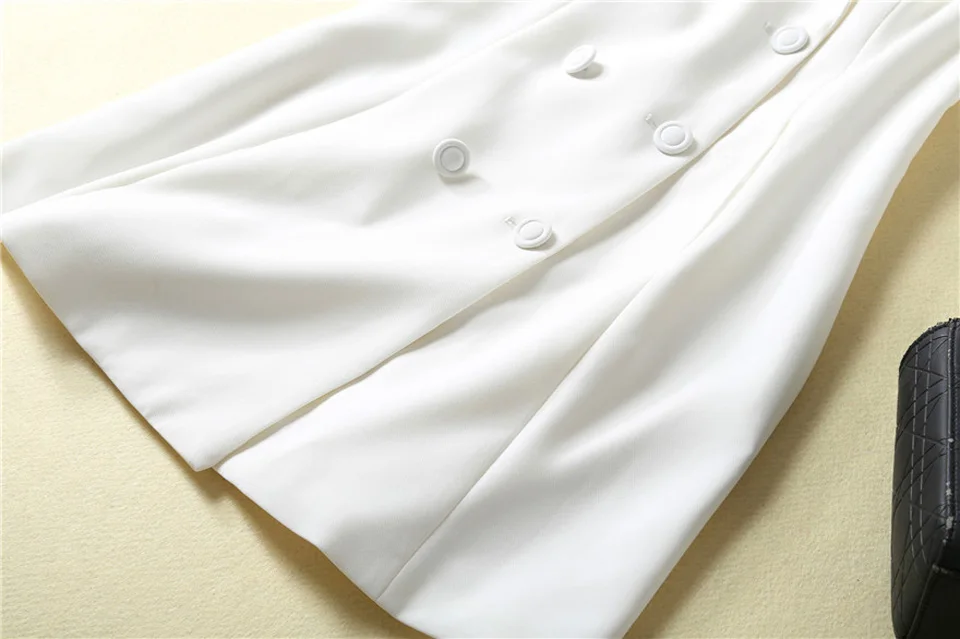 XF Vintage White Shawl Double Breasted Design Midi Dress Spring And Summer New High Quality Designer Women'S Mini Dresses
