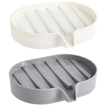 

2 Pack,Plastic Soap Dish, Creative Rack, Drain Rack for Kitchen and Bathroom Shower