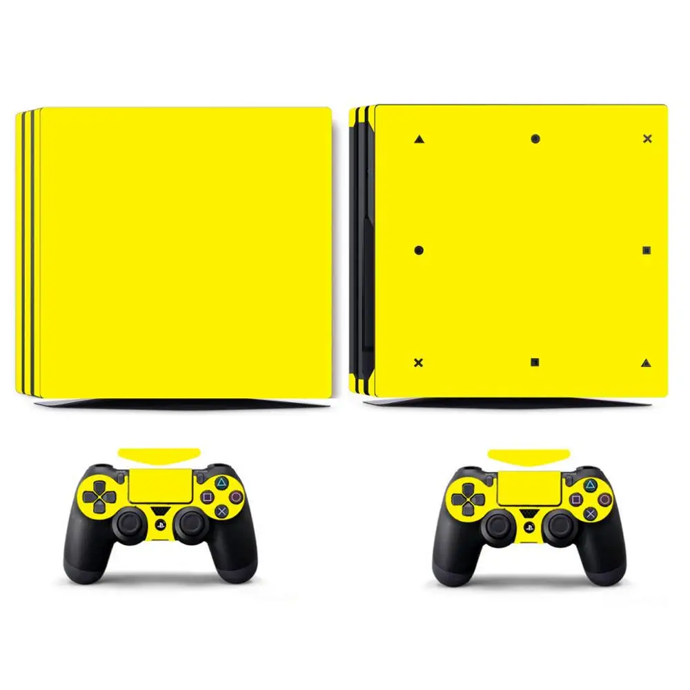 PS4 Pro-Yellow Десять чистые однотонные виниловые наклейки на кожу для sony PS4 PRO playstation 4 PRO и 2 контроллера - Цвет: PS4 Pro-Yellow