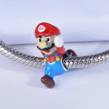 StrollGirl, 925 пробы, серебряная, милая, красная шляпа из эмали, мужская, из бисера, синие, эмалевые штаны, талисманы, подходит для браслета Pandora для женщин, ювелирное изделие, подарок