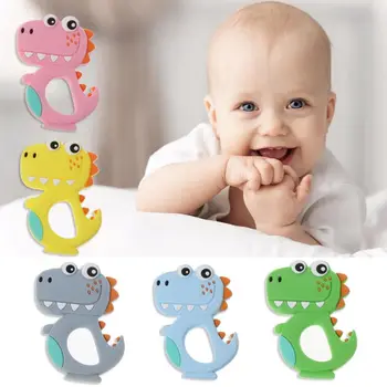 

Food Grade Silicone Teethers DIY Animal Dinosaur Baby Ring Teether Infant Chew Charms Kids Teething Gift Toddler Toys