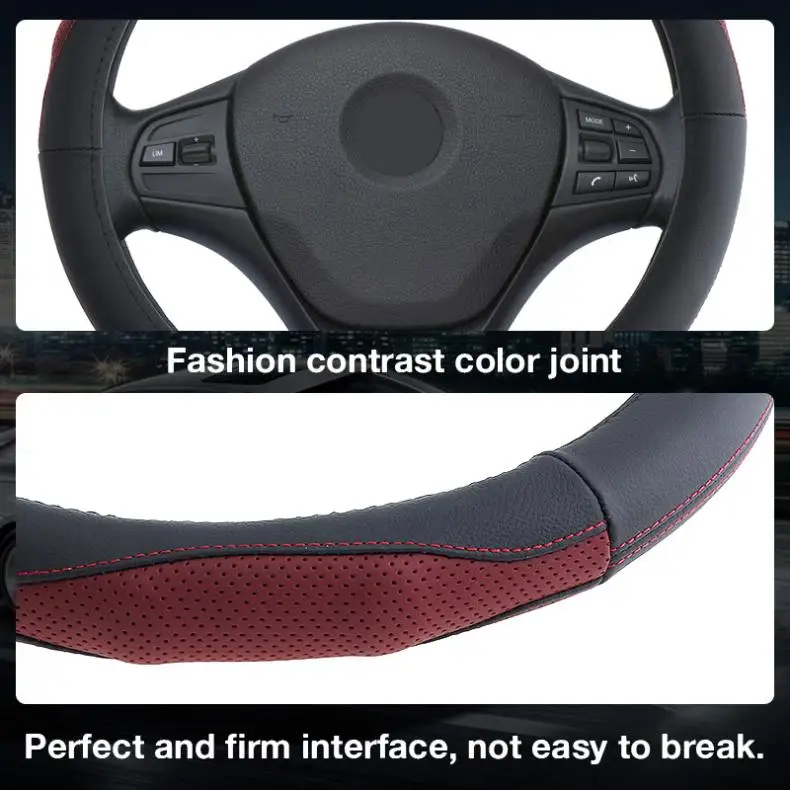 M 38CM Universal Auto Car Steering Wheel Cover Leather Breathable Anti-Slip Steering Cover Car-styling with Massage Protruding