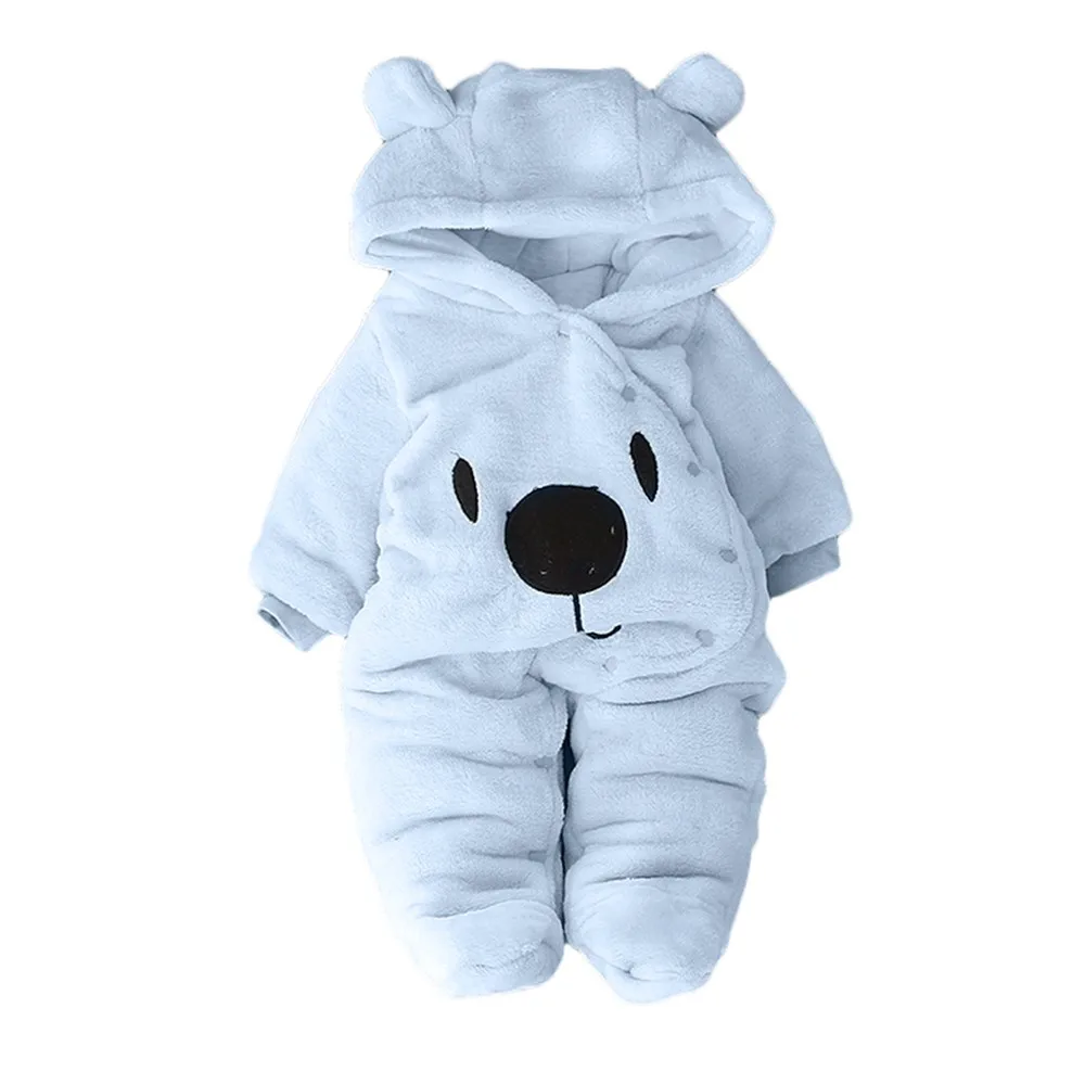 Baby Winter Romper Warm Plush Jumpsuit Baby Girl Boys Bear Velvet Costume Hooded Jumpsuit Newborn Bear Pajamas Overalls baby jumpsuit baby sleepwear