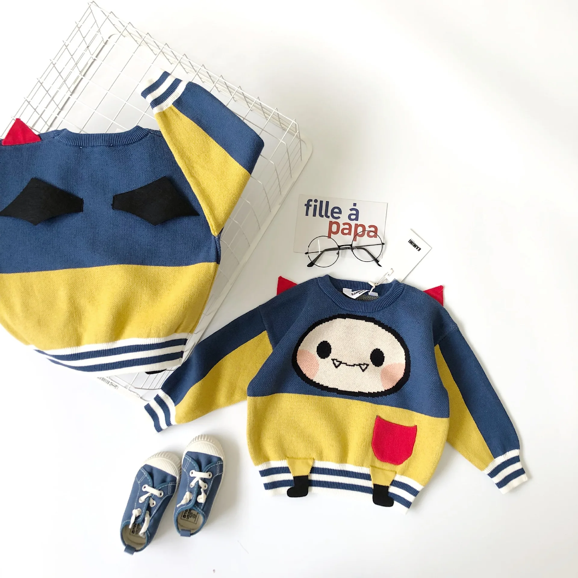 Tonytaobaby осень-зима платье, Новое поступление, для мальчиков и девочек, одежда для малышей дьявольские крылья узор, раздел-одежда для детей; свитеры Детский свитер