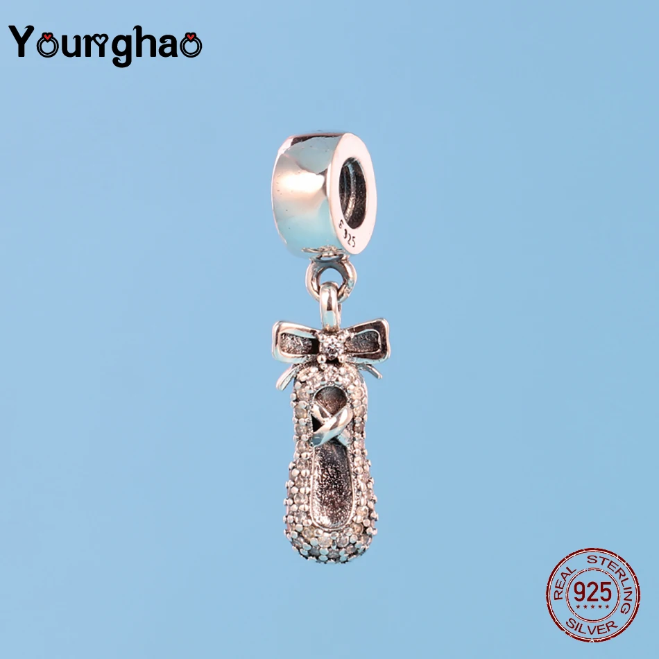 

Younghao 925 Sterling Silver Ballet Bow Shoes Pendants For Jewelry Making Fit Pandora Bracelets DIY Gift For Ballet Dancer