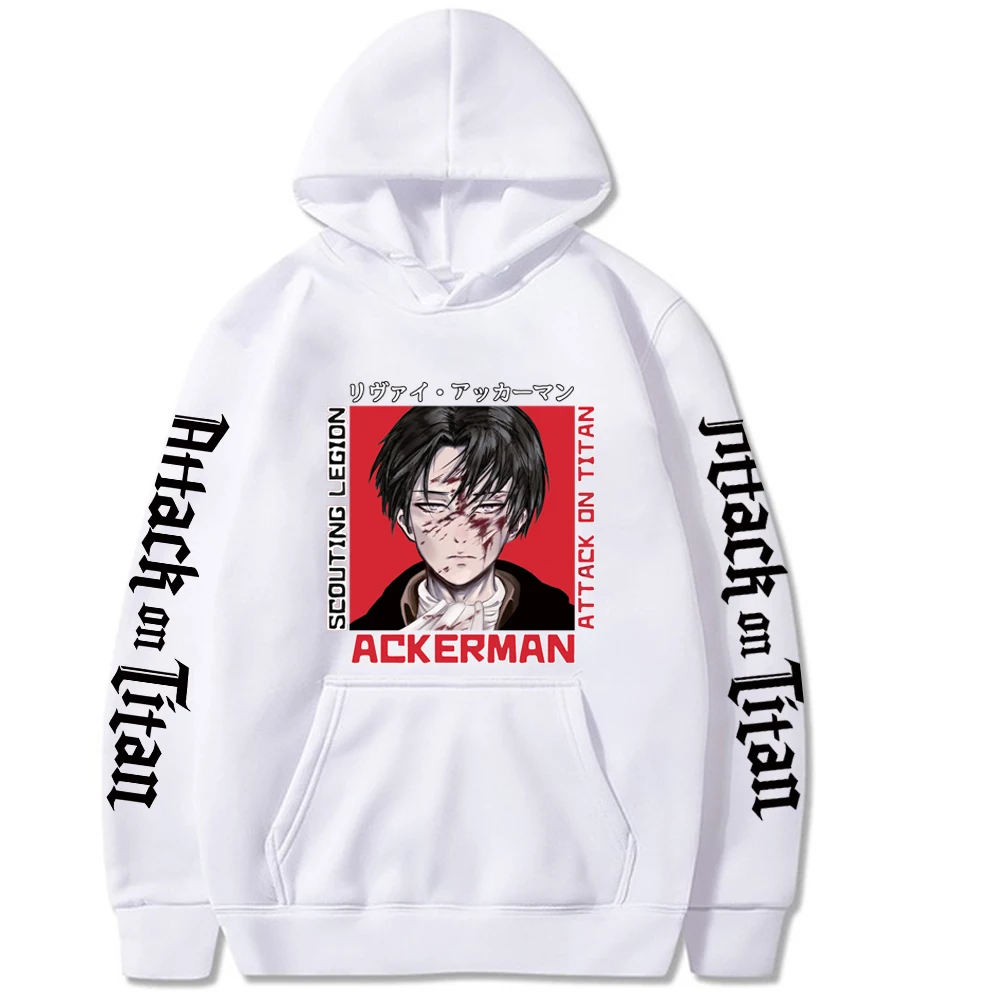 

Unisex Anime Attack on Titan Long Sleeve Loose Hoodie Men Women Sweatshirts Autumn Hip Hop Hooded Casual Boys White Pullovers