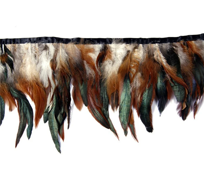 

10Meters/Lot Natural Cocktail Feathers Fringe Trims Ribbon Pheasant Feathers Trim Rooster Feathers for Clothes Plume Decoration