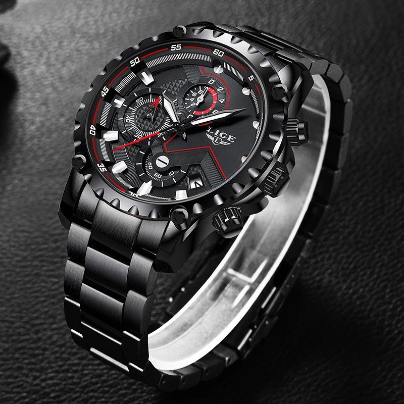 2019 LIGE NEW Men Watch Chronograph Top Luxury Brand Stainless Steel Business Clock Quartz Male Watches Relogio Masculino Hot