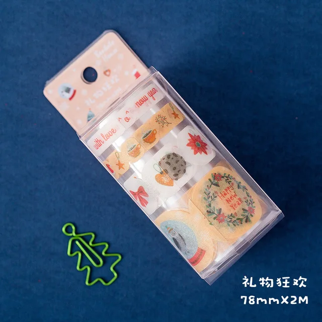 4 Pcs/set Christmas Washi Tape Pearlescent Paper Clip PET Masking Tape Creative Decorative Bullet Journal Stickers Kids Gifts - Цвет: 3