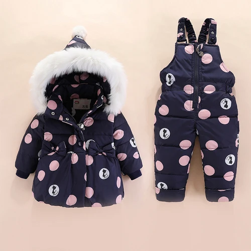 Dark Blue Новые зимние комплекты детской одежды для девочек, теплая парка, пуховик для маленьких девочек, одежда детское пальто, зимняя одежда, костюм для малышей - Цвет: Dark Blue