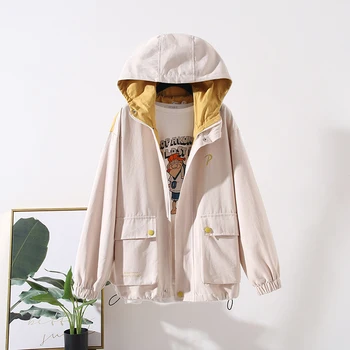 

[EWQ] 2020 Spring Autumn New Pattern Hooded Lapel Collar Long Sleeve Big Packet Safari Style Jacket Women Large Size 3AJ86105XL
