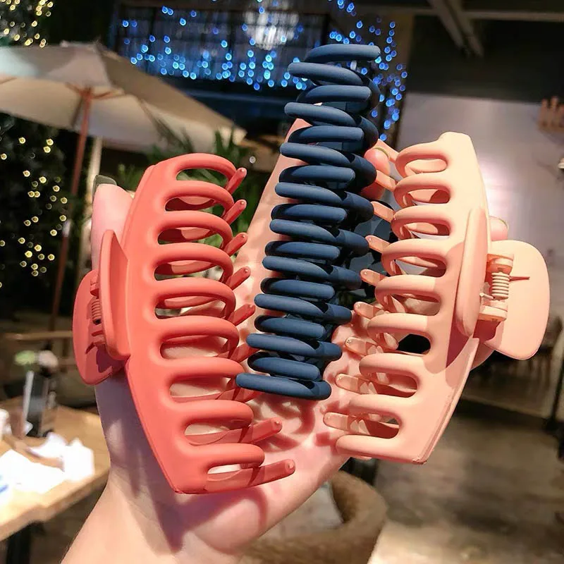 1Pc Korean Solid Big Hair Claws Elegant Frosted Acrylic Clips Hairpins Barrette Headwear for Women Girls Accessories |