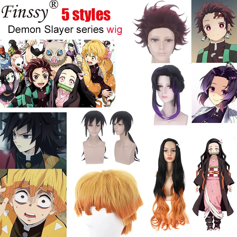 Аниме «Демон» Истребительница Kimetsu без Yaiba Nezuko камадо томилочка Giyuu кохау Shinobu Косплэй парики длинные волосы парик Си Косплэй парики
