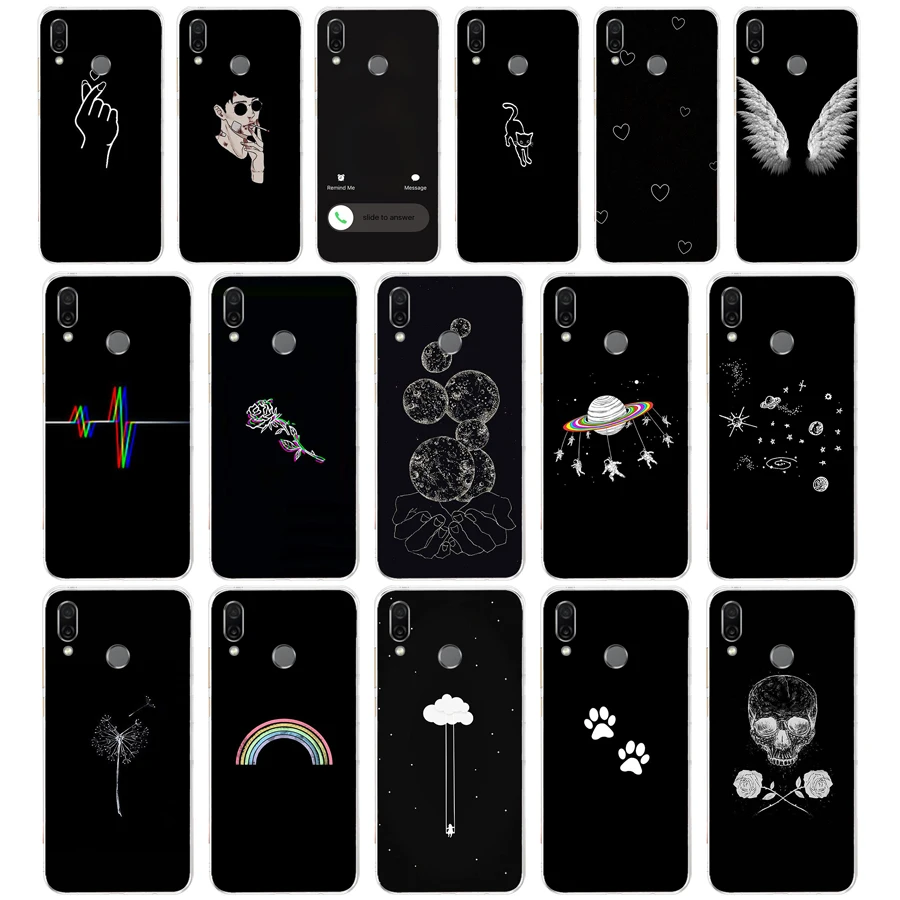 

334FG Line Art Face Abstract Pattern Soft Silicone Tpu Cover phone Case for huawei Honor 8 Lite 8X