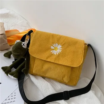 

New canvas bag female bag 2020 Korean version of the simple ins corduroy shoulder bag wild net red girl crossbody bag