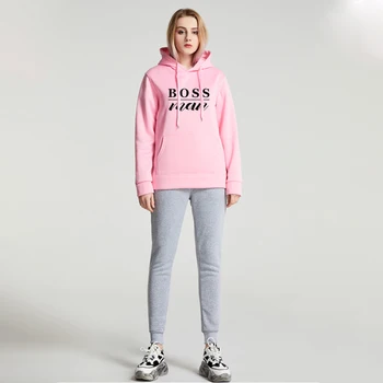 

2020 New Brand Tracksuit Casual boss lady Hoodies For Women Sportswear Two Piece Sets Of Thick Red Sweatshirt + Pants Sport Suit