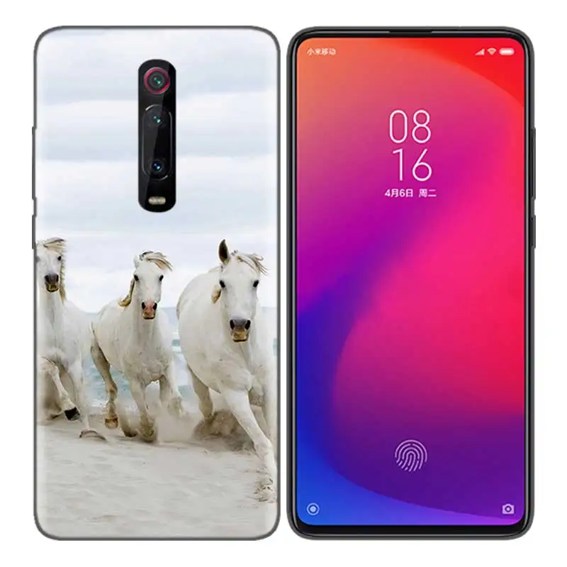 Черная мягкая силиконовая сумка чехол для Xiaomi mi 9T CC9 Red mi 4 4X5 6 6A 7 7A Note Plus K20 Pro F1 Tampa Fall Акварельная лошадь - Цвет: Золотой