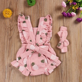 4Colors 0-24M Toddler Newborn Baby Girl Summer Romper Sleevless Floral Printed Jumpsuit Cotton Soft Clothing For Cute Baby Girl 3