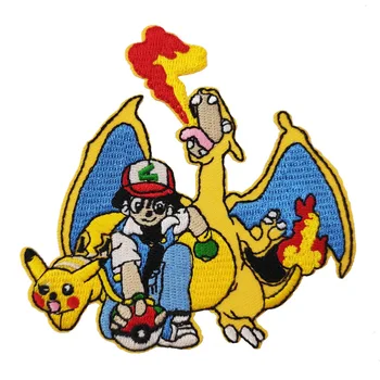 

Pokemon Go Patches Pikachu Ash Dragaon Team Patch Inspired Team Instinct Mystic Valor Embroidered iron on applique badge emblem