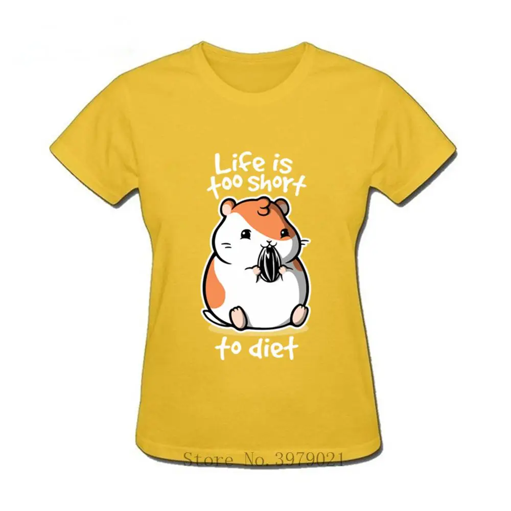 

Kawaii Fat Hamster Women T Shirt 2019 New Design short sleeve o-neck cotton T-shirt Print Guinea Pig Pet Animal Zoo Tshirt