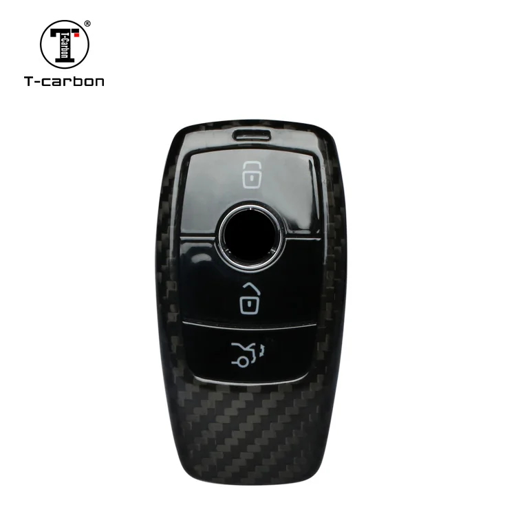 carbon fiber black T-carbon чехол для ключей автомобиля из углеродного волокна для Mercedes Benz- E класс W217 защитный чехол для дистанционного ключа - Название цвета: carbon fiber black
