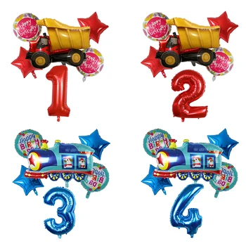 

6pcs Blaze And The Monster Machines Foil Ballon Happy Birthday Party Decoration Ball Boy Gift Tank Bus Fire Car Holiday Balloons