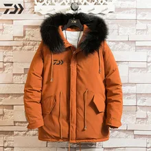 Daiwa рыболовные куртки, мужские куртки, зимняя утепленная термальная одежда для рыбалки с капюшоном, одноцветная рубашка с карманом для рыбалки, одежда для улицы