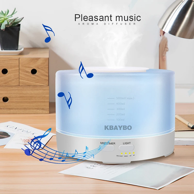 Billige 500ml Ultraschall Air Aroma Luftbefeuchter Elektrische Aromatherapie Ätherisches Öl Aroma Diffusor mit Bluetooth Musik Lautsprecher