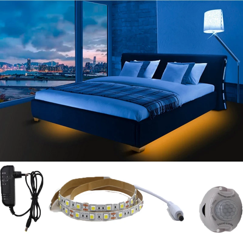 

dc 12v 5050 led strip Infrared human motion sensor light with cabinet light bed light children bed light with night light belt
