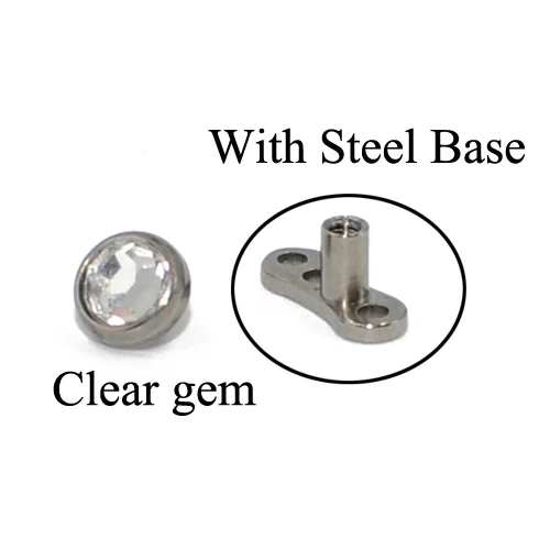 1 шт. Прозрачный& AB Циркон Топ дермальный Якорь Пирсинг микродермальный поверхность скрывает в коже водители пирсинг в пределах G23 и стальная основа - Окраска металла: Clear V Steel Base