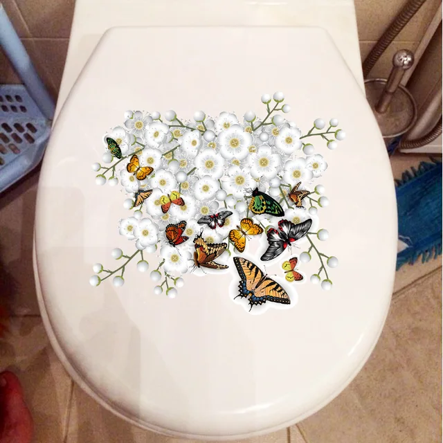 Zttzdy 21,3Cm × 24,7 Cm Virág Ág Pillangó Fali Matricák Falfestmény Wc Dekoráció Otthoni Kiegészítők T2-1008 - Image 3