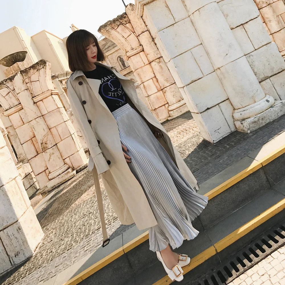 

INS Korean-style Fashionable Organ Skirt Women's 2019 Autumn New Style Retro CHIC Mesh High-waisted Pleated Skirt