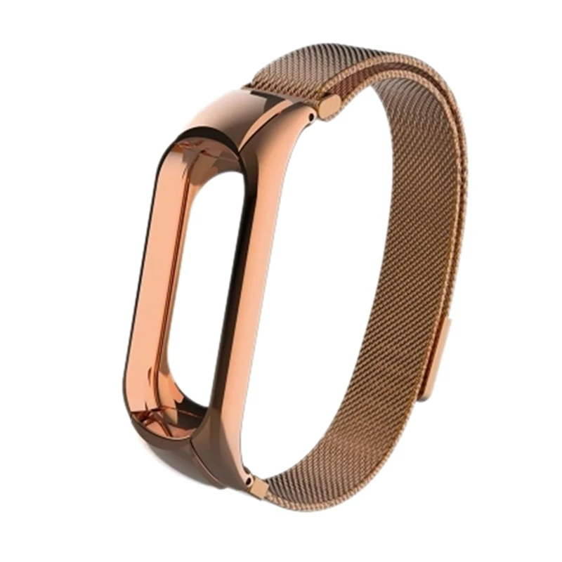 rose gold Сменный ремешок для Xiaomi Band 3 с магнитной поглощающей сталью с двойной пряжкой - Цвет: rose gold