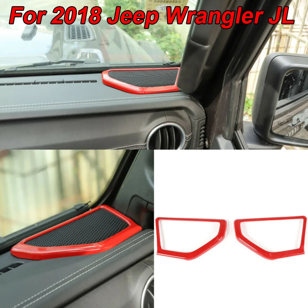 2 шт. автомобиля столб стерео динамик крышка отделка красный ABS для Jeep Wrangler JL Автомобильный интерьер наклейки аксессуар