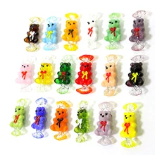 Cute Tiny Little Bear Model Mini Murano Glass Candy Japan Style Creative Cartoon Sweets Ornaments Xmas Easter Home Kawaii Decor