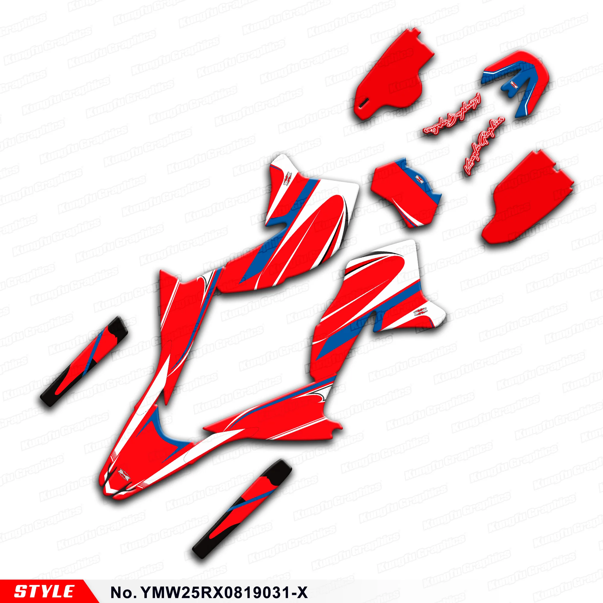 

Aftermarket Personalized Stickers Red Graphics Kit for WR250X WR250R 2008 2009 2010 2011 to 2020, Style No. YMW25RX0819031-X