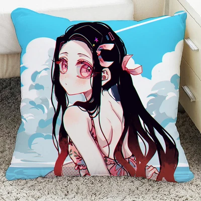 Светло-красный Demon Slayer: Kimetsu No Yaiba Kamado Tanjirou Agatsuma Zenitsu Kochou Shinobu Подушка Мягкая Плюшевая Кукла - Цвет: Светло-красный
