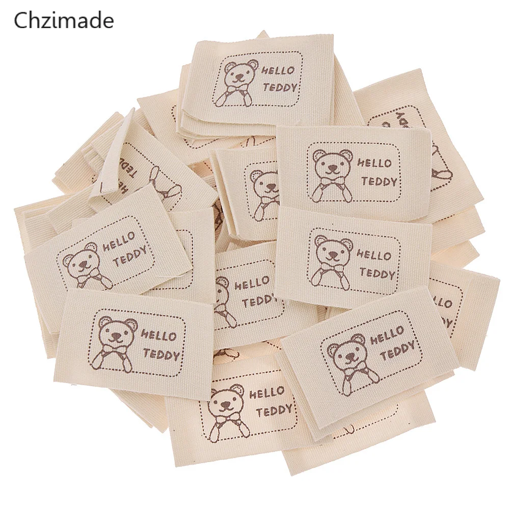 Small bear Chzimade 50 шт./лот Животные медведь печатные этикетки моющиеся тканевые Пришивные бирки для DIY Colthes поставки - Цвет: Small bear