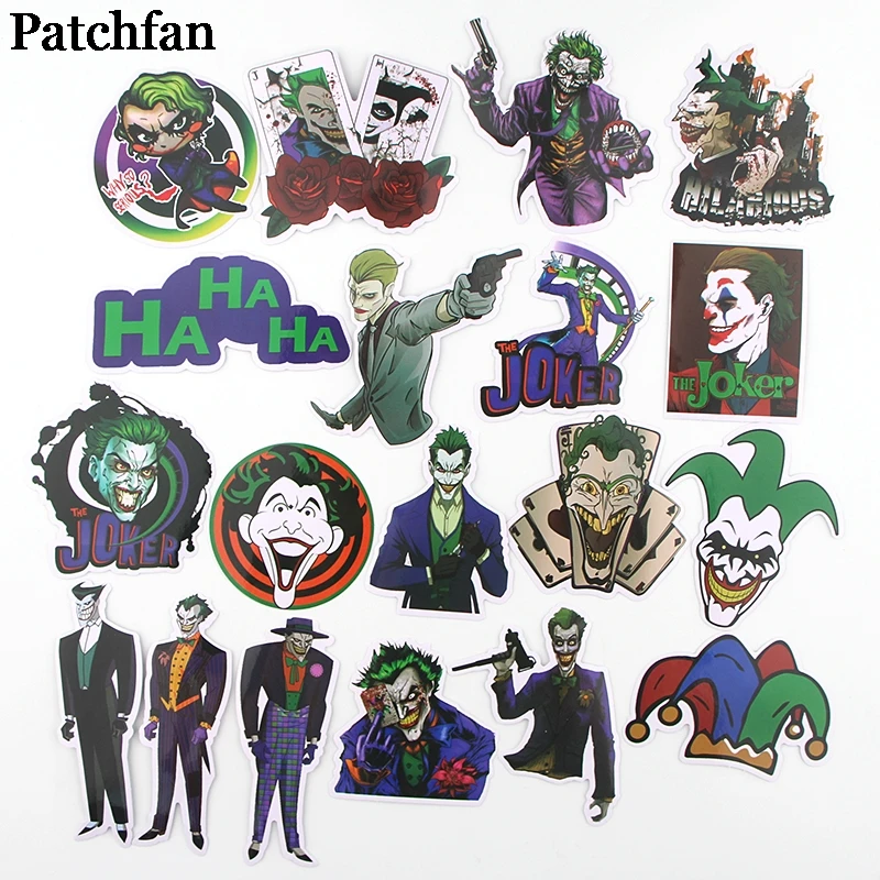 Patchfan 19pcs Suicide Squad Joker Funny sticker packs letter Creative Cartoon style for DIY wall phone scrapbooking album A2299