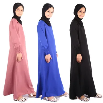 

Kalenmos Muslim Girls Dress Kaftan Dubai Caftan Ramadan Kids Islamic Clothing Eid Black Abaya Turkey Hijab Dresses for Girls