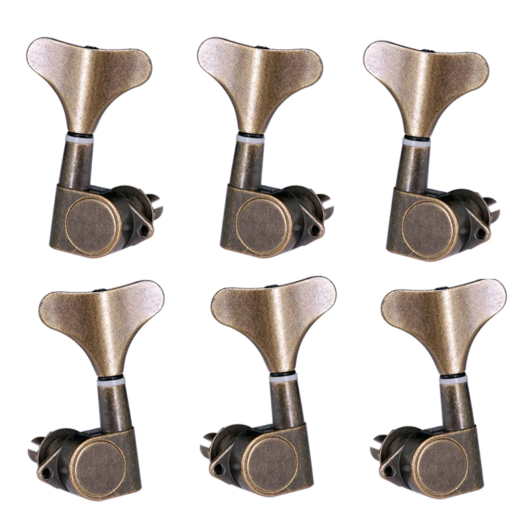 

3+3 Sealed Bass Tuning Pegs Keys Machine Head Tuners for Bass, Bronze