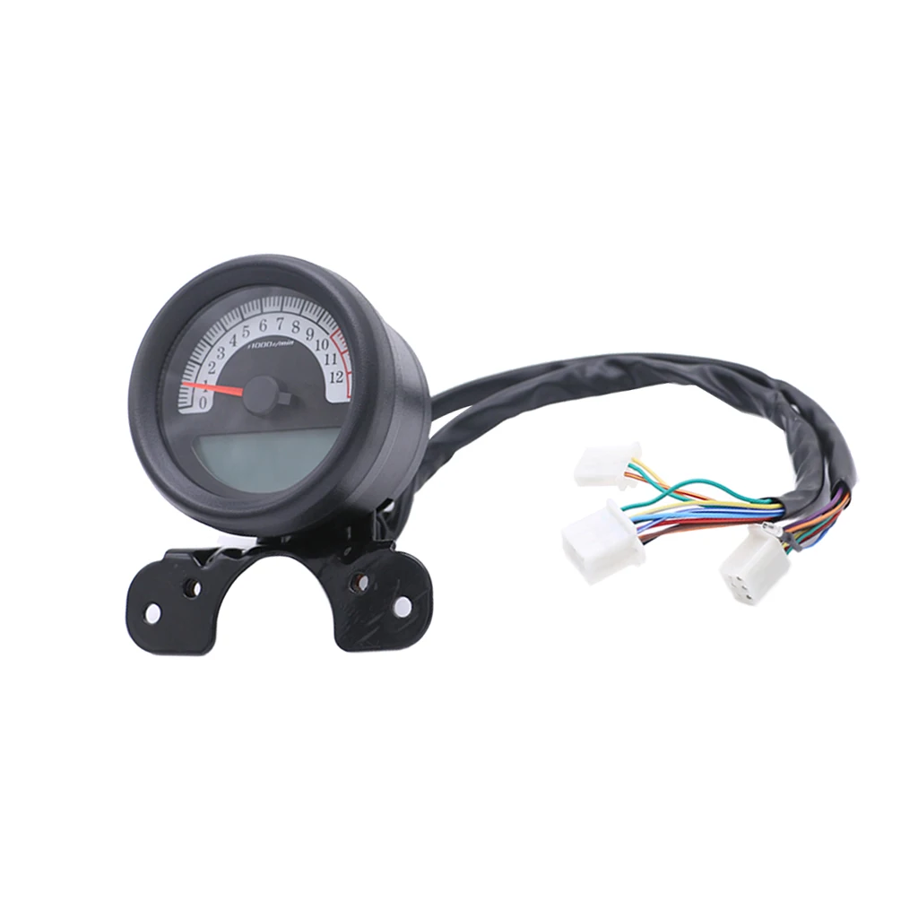 New LCD Digital Speedometer Tachometer Odometer for Motorcycle Scooter ATV - Black