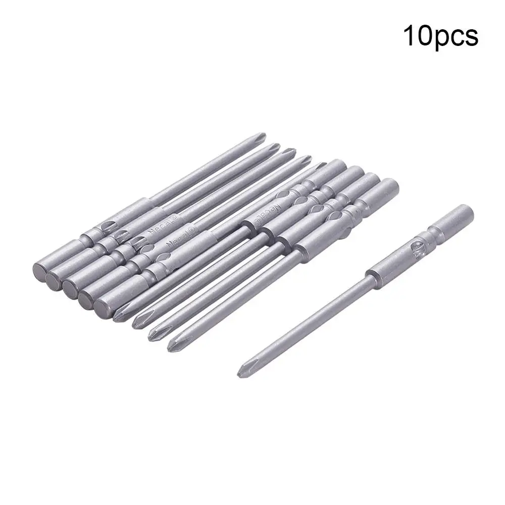 10 шт. Круглый хвостовик отвертка Philips bits 3PH1 PH2 2PH0 3PH1 PH1 4 мм/5 мм(диаметр) L: 80 мм S2 Сталь с крестообразной головкой Магнитная отвертка - Цвет: 3PH1 Shank Dia 5mm
