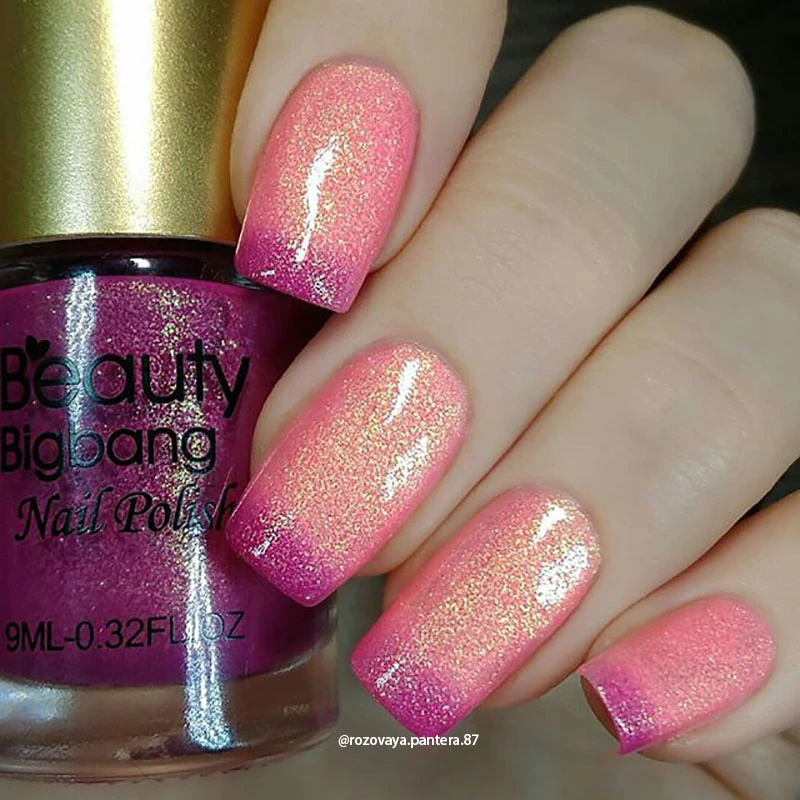 Лак для ногтей Beautybigbang 9 мл с блестками меняющий цвет Термальный голографический