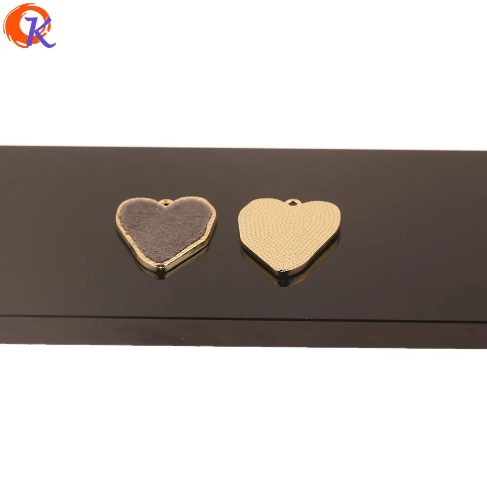 Сердечный Дизайн 50 шт 25*32 мм ювелирные аксессуары/ручная работа/DIY Изготовление/ткань эффект/неправильной формы/амулеты/застежки для сережек