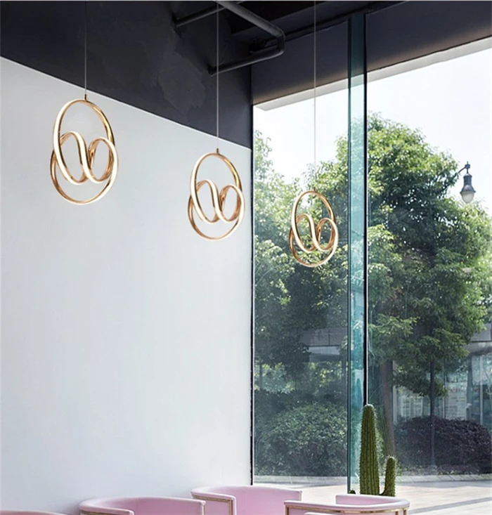 Modern Minimalist Led Pendant Lamp Art Spiral Design Restaurant Study Bar Counter Light Fixtures