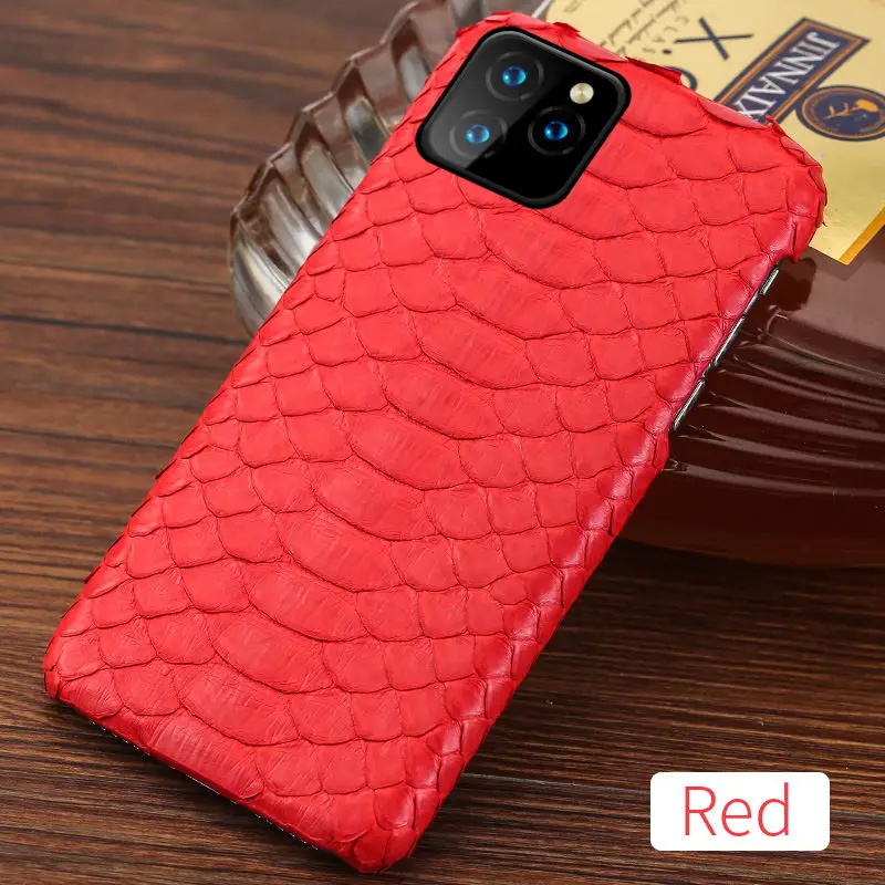 Красный Чехол для телефона из натуральной кожи питона для iPhone 11 11 Pro 11 Pro Max X XS xsmax XR 5s se 5 6 6s 7 8 plus Роскошный чехол из змеиной кожи - Цвет: Красный